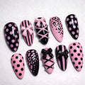 Pink and Black Goth Nails